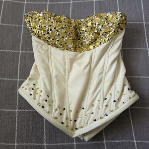 Vtg Princess Sequined Lace Back Corset